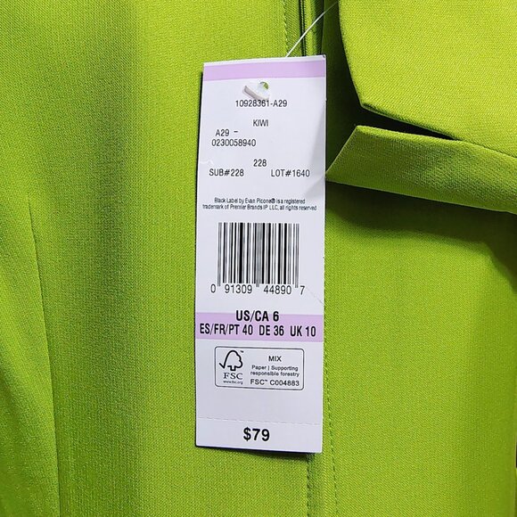 Evan-Picone Black Label Kiwi Crepe Blazer Jacket 6 NWT - Picture 11 of 11